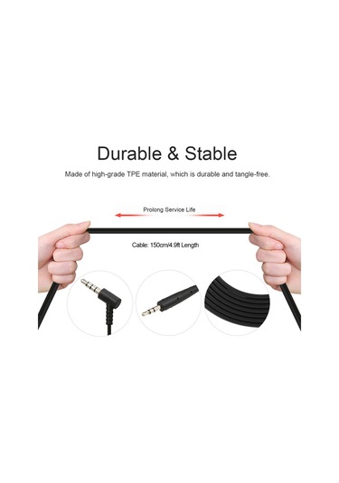 Konesam Bose Oe2 Kulaklık İçin 3.5mm-2.5mm Mikrofonlu Ses Kablo, Ses Düzeyi Kontrolü, Tpe Malzeme, Siyah, 150cm