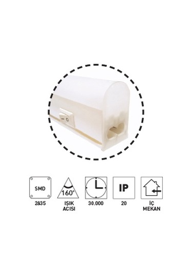 18W Anahtarlı Led Bant Armatür Beyaz