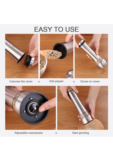Ruicoo "paslanmaz Çelik Baharat Değirmeni - Ayarlanabilir Öğütme, 300ml Kapasiteli, Şık Ve Pratik" Gümüş