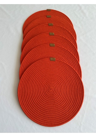 Yuvarlak Amerikan Servis Sofra Altlığı, Masa Dekoru Supla 33x33 6lı Turuncu