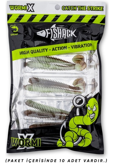 Silikon Kurt Yem - 4,2g 105mm - Turna/levrek Silikonu - 1 Adet - Yeşil/kahve - Karides Kokulu