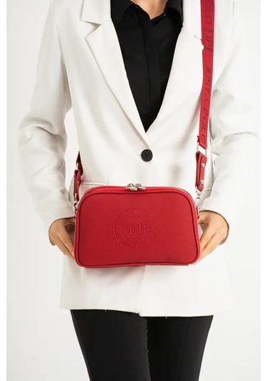 Just Polo Kadın Günlük Kullanıma Uygun Lakoste Ayarlanabilir Askılı Lüks Omuz Çantası Shoulder Bag Kırmızı