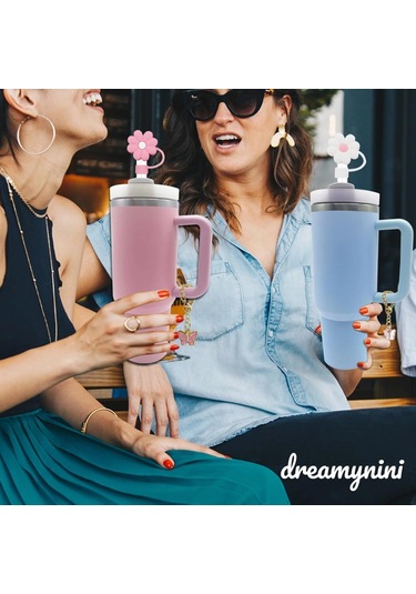 Youtek 6'lı Gümüşlü Silikon Bardak Kılıfı Seti: Renkli Çiçek Ve Kelebek Charmlı, Toz Ve Dökülme Koruyucu, Okul Ofis Dış Etkinlikler İçin Çok Renkli