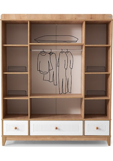 Mosso 4 Kapılı Dolap, Bebek ve Genç Odası Dolap Beyaz