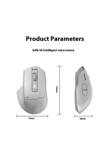 Inphıc S6 Aı Akıllı Sesli Fare Kablosuz Bluetooth Fare 2400 Dpı Desteği Ses Kontrollü Yazma