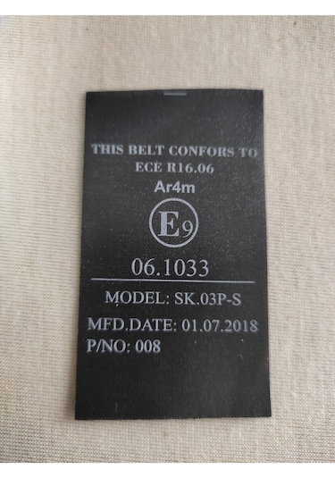 Araç Emniyet Kemeri E Sertifika Etiketi 2 Adet