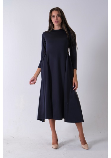 Feminist Lacivert Bisiklet Yaka Scuba Tesettür Elbise 4593445.02 Lacivert