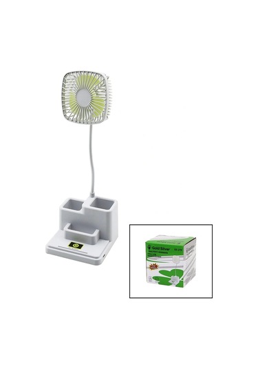 Kalemlikli Masaüstü Vantilatör Usb Şarjlı Fan:8.9cm- Akrobat Ayak 23cm+kalemlik:36.5cm Telefonluk Gs