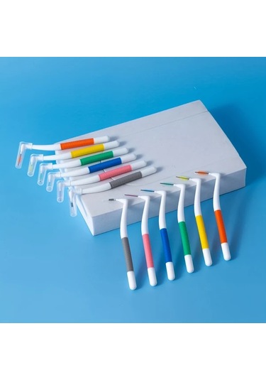 Willowhaven Danfayar 10 Adet Sarı 1.0-1.2mm L Şekilli Çift Renkli Diş Arası Fırçası Yetişkinler İçin Yumuşak Kıllar