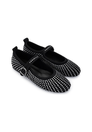 Tamer Tanca Kadın Hakiki Deri Siyah Süet Babet Ayakkabı 970 7988 Bn Ayk 25 Sıyah Suet Siyah Süet