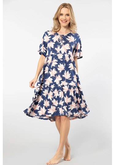 Türen 3354 Kadın Kısa Kollu Elbise-lacivert Lacivert