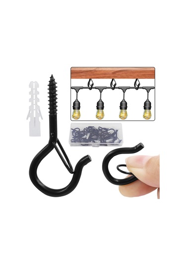 Qingmipy Dış Aydınlatma İçin Güvenli Kancalı 20/25 Adet Siyah Işık Askısı Diğer