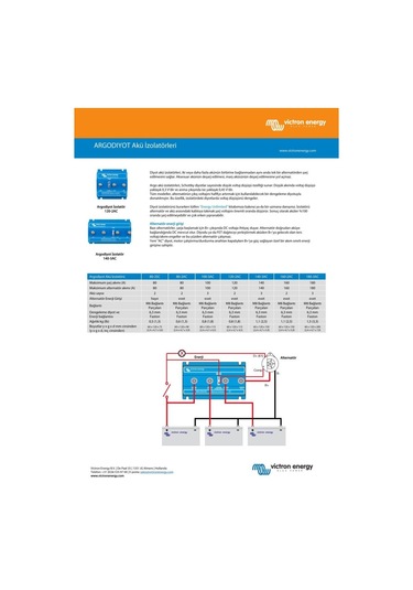 Victron Energy Argodiode 1 Giriş 3 Çıkış 100 Amper Akü İzolatörü 100-3ac Arg100301000r