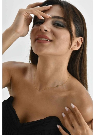 Minamis Silver 925 Ayar Gümüş E Harfi Kadın Köprücük Kolye-2259