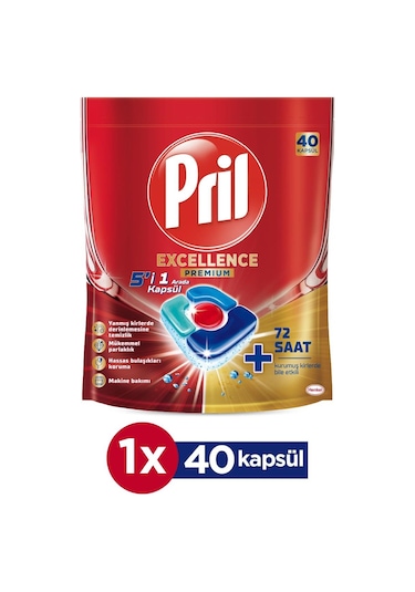 Pril Excellence 5/1 Arada Bulaşık Makinesi Deterjanı 40 Tablet