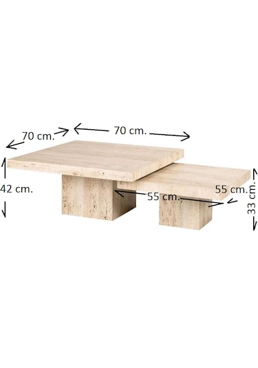 Most Marmoris Mermer Görünümlü %100 Mdf Orta Sehpa Set Siyah