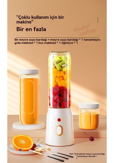 Aurora Şarj Edilebilir Küçük Çok Fonksiyonlu Meyve Sıkacağı Meyve Sıkacağı Beyaz Beyaz