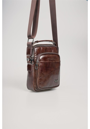 Ççs 31591 Hakiki Deri Askılı Çanta Kahve
