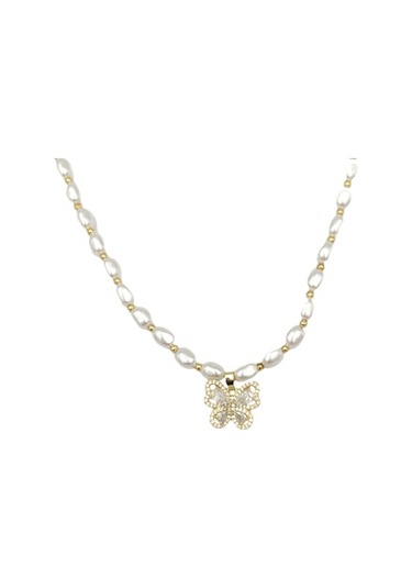 Çelik Kelebekli İnci Kolye