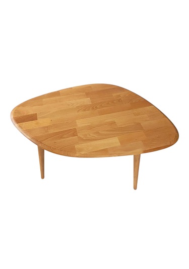 Fawdecor Masif %100 Doğal Ahşap Modern Oval Asimetrik Demonte Orta Sehpa Açık Meşe