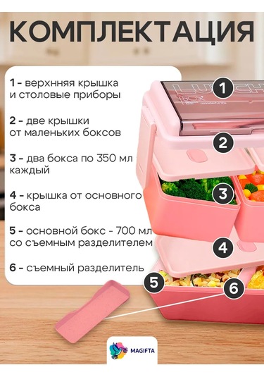 Magifta Bölmeli Ve Çatal-bıçak Takımlı Öğle Yemeği Kutusu 164137249 Pembe