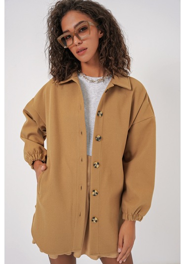 Bigdart 0674 Cepli Oversize Gömlek - Hardal HARDAL