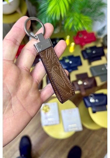 Taba Motifli Hakiki Deri Premium Anahtarlık Kişiye Özel İsim Baskılı