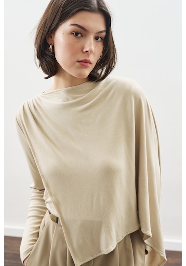 Şal Detaylı Dökümlü Bluz Taş Taş