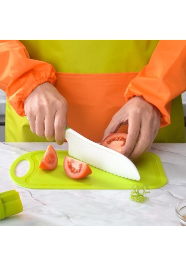 Çocuklar Plastik Pişirme Bıçağı Seti Çocuklar Dıy Peeler Kicthen Araçları, Boyut:17'de 1 Gümüş