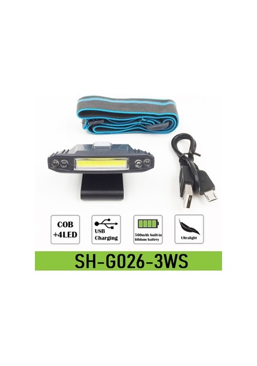 Police PS-1930 USB Şarjlı COB Led Şapka Feneri Mavi - Siyah