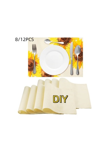 Willowhaven 8'li 12x18 İnç Sublimasyon Masa Örtüsü Yıkanabilir Linen Sofa Bej