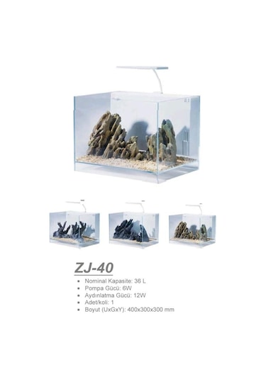 Jeneca Zj-40 Akvaryum+dekor 40x30x30 Cm 36l