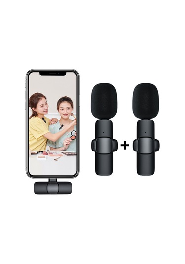 Kablosuz Wireless Lavaller Type-c 2 Yaka Mikrofonlu Mikrofon Kristal Netlikte Ses, Uzun Menzil, Taşınabilir, Yüksek Performans-1113