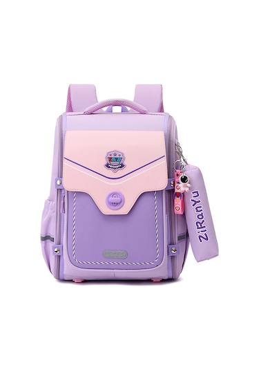 Relaxed Oxford Kumaş Omurga Koruması Su Geçirmez Çocuk Okul Çantası İngiliz Tarzı-mor