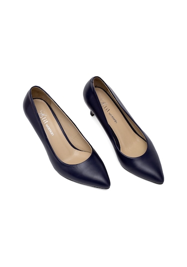 Elit Selestia Kadın Hakiki Deri Stiletto Lacivert Lacivert