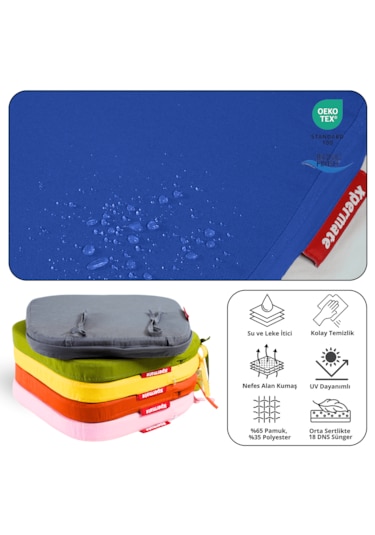XPERMATE Standartfit Oval Sandalye Minderi 42x42x5 Mavi