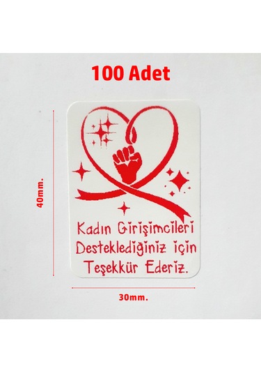 Kadın Girişimci Desteğiniz Için Teşekkürler Paketleme Ürün Etiket