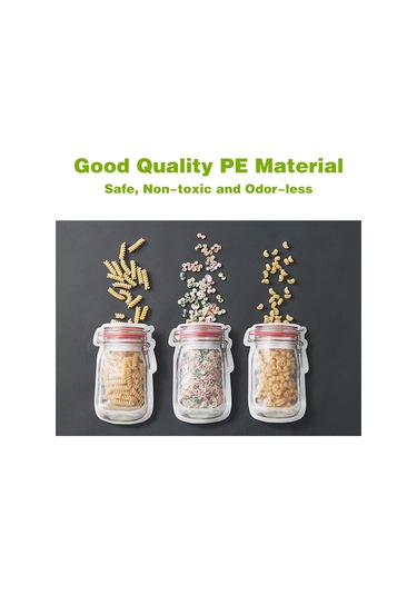 Yaleker Kırmızı 3'lü Pe Malzeme Masons Flasör Desenli Yemek Saklama Poşeti, Çift Kapaklı, Buzdolabına Uygun, Seyahat Ve Atıştırmalık İçin Kırmızı