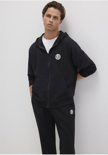 Mavi - M Nakışlı Fermuarlı Kapüşonlu Siyah Sweatshirt 0s10193-900 Siyah