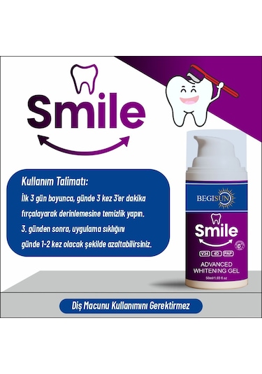 Begisun V34 Leke Karşıtı Diş Beyazlatıcı Mor Jel 50 ML