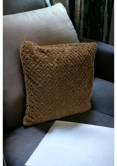 Bohem Dekoratif Yastık Kılıfı Kırlent Kılıfı 43x43 Cm Kahverengi Otantik Dsn