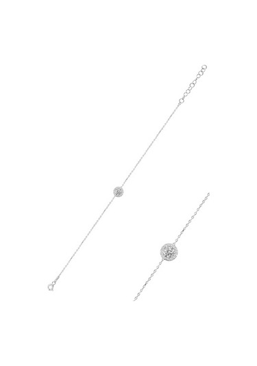 Gümüş Rodyumlu Pırlanta Montürlü Kolye Bileklik Ve Küpe Gümüş Üçl