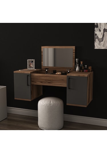 Arnetti Duvara Monte Mercan Aynalı Makyaj Masası Lidya Antrasit