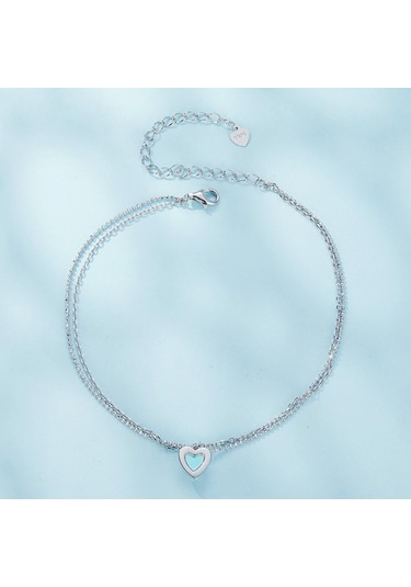Sones Sterling Gümüş Kalp Çift Katmanlı Bileklik Çok Renkli