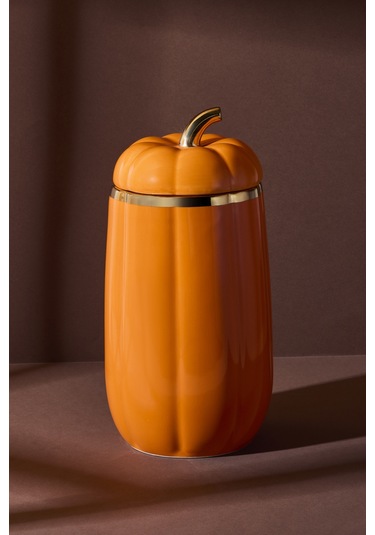 Balkabak Xl Kapaklı Porselen Kavanoz 28x13.7 Cm Beyaz