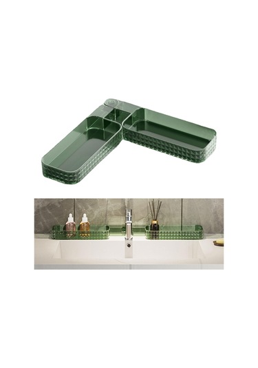 Suntek Duş Köşe Rafı Depolama Mutfak Yurt Oteli Kullanımı Kolay Banyo Rafı Yeşil