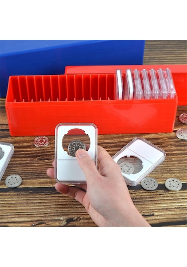 Anjiexun Adet Madeni Para Levha Saklama Kutusu 20 Levha Madeni Para Tutucuyla Uyumlu, Mavi Mavi