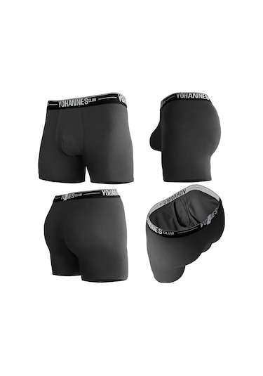 Yohannes Club, Erkek Özel Bölmeli Pamuklu Boxer, Renk Seçenekli, 3'lü Paket, 3 Adet Antrasit Antrasit - Koyu Gri
