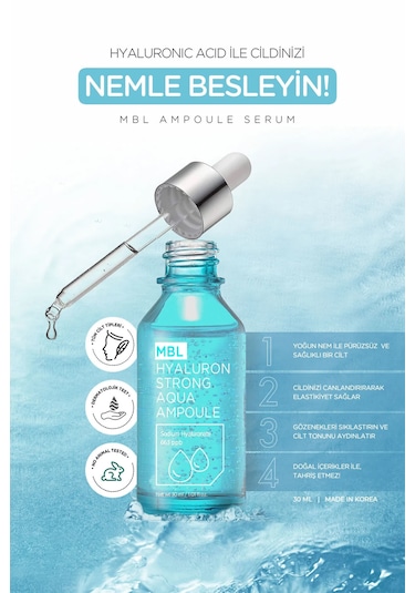 Kuru Ciltler İçin Nemlendirici Ve Onarıcı Saf Ve Yoğun Hyaluronik Asit İçeren Ampoule Serum