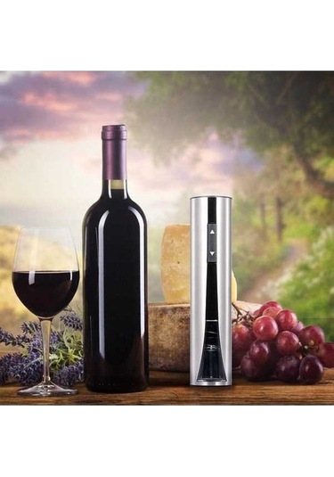 Fortunelane Usb Şarjlı Elektrikli Çarkçı, Paslanmaz Çelik, 60 Şişe, Folyo Kesici, Gümüş Renkli Alet Gümüş